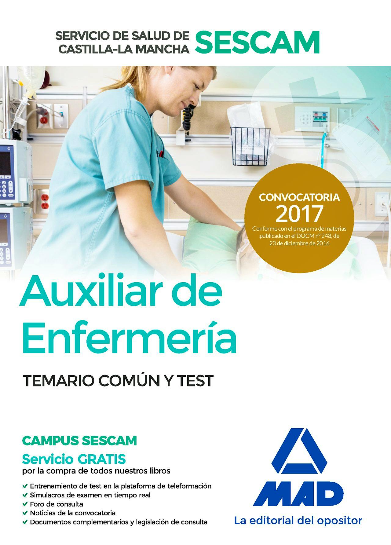 Portada del libro 9788414203781 Auxiliar de Enfermería del Servicio de Salud de Castilla la Mancha (Sescam). Temario Común y Test