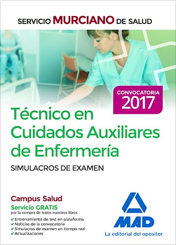 Portada del libro 9788414203842 Técnico en Cuidados Auxiliares de Enfermería Servicio Murciano de Salud. Simulacros de Examen