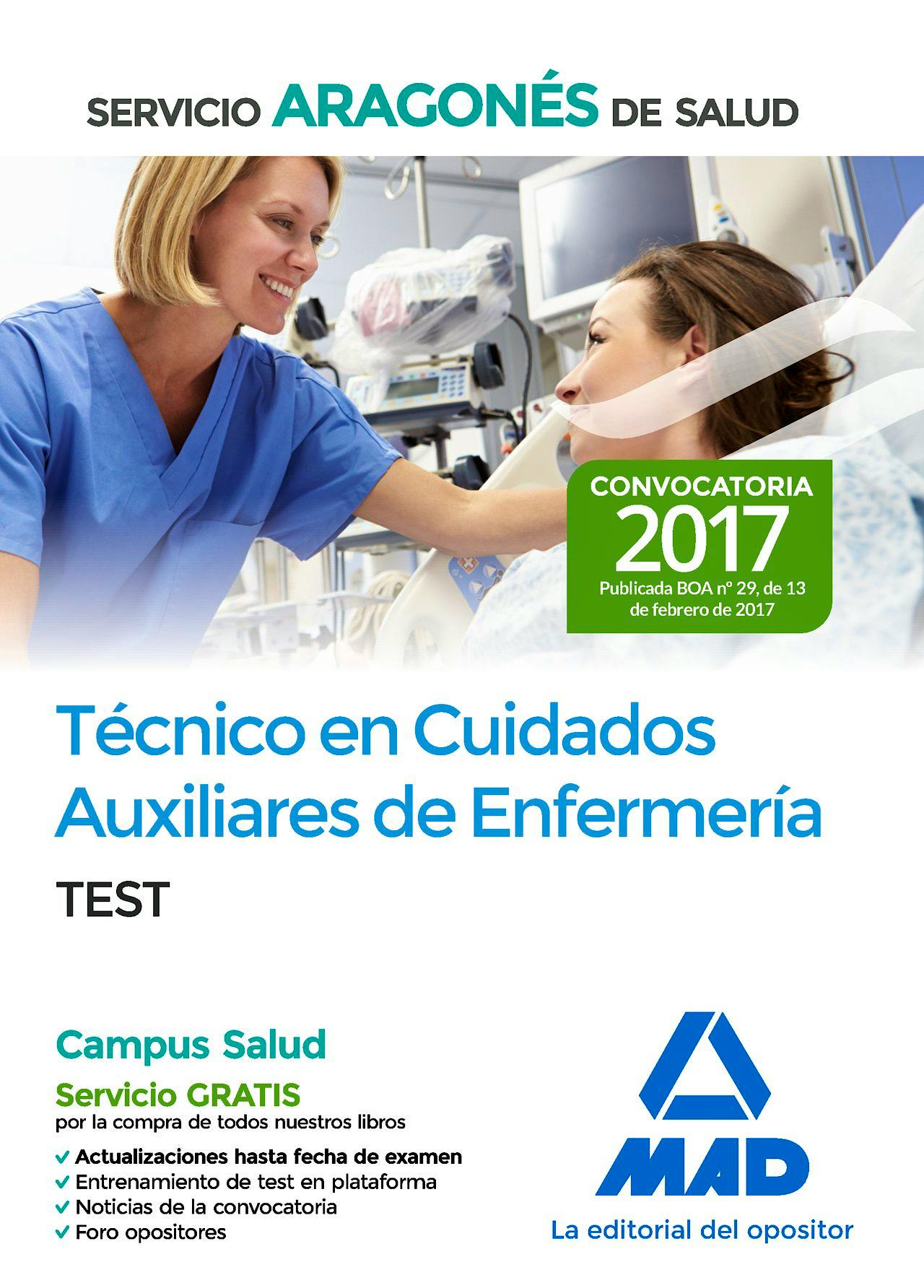 Portada del libro 9788414205815 Técnico en Cuidados Auxiliares de Enfermería Servicio Aragonés de Salud. Test