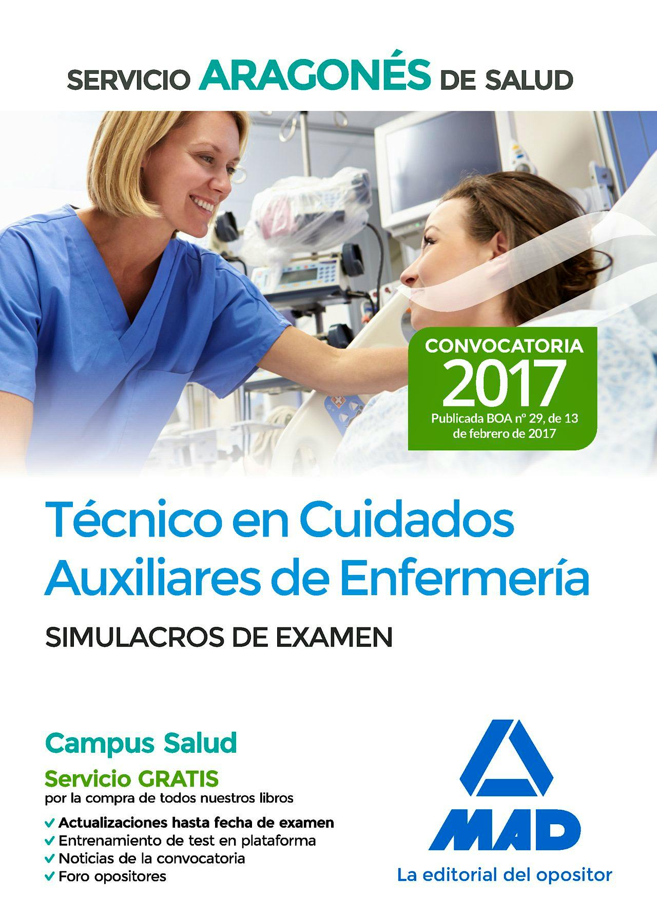 Portada del libro 9788414205822 Técnico en Cuidados Auxiliares de Enfermería Servicio Aragonés de Salud. Simulacros de Examen