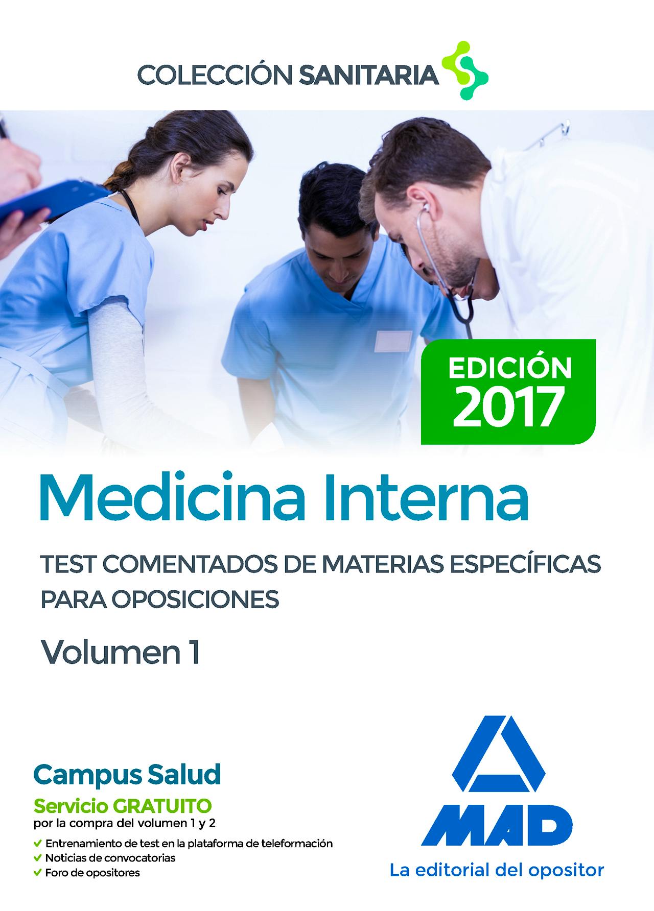 Portada del libro 9788414206904 Medicina Interna. Test Comentados de Materias Específicas para Oposiciones, Vol. 1
