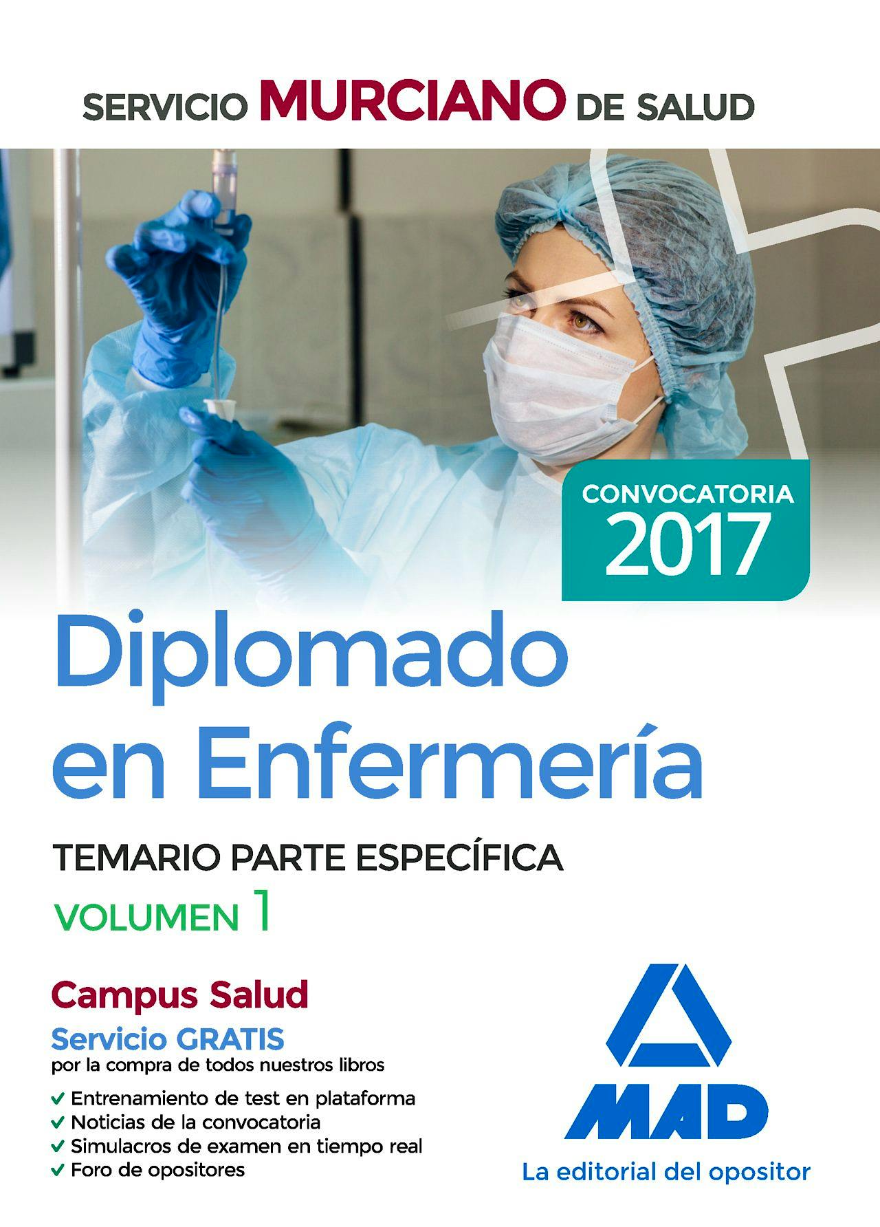 Portada del libro 9788414206959 Diplomado en Enfermería Servicio Murciano de Salud. Temario Parte Específica, Vol. 1