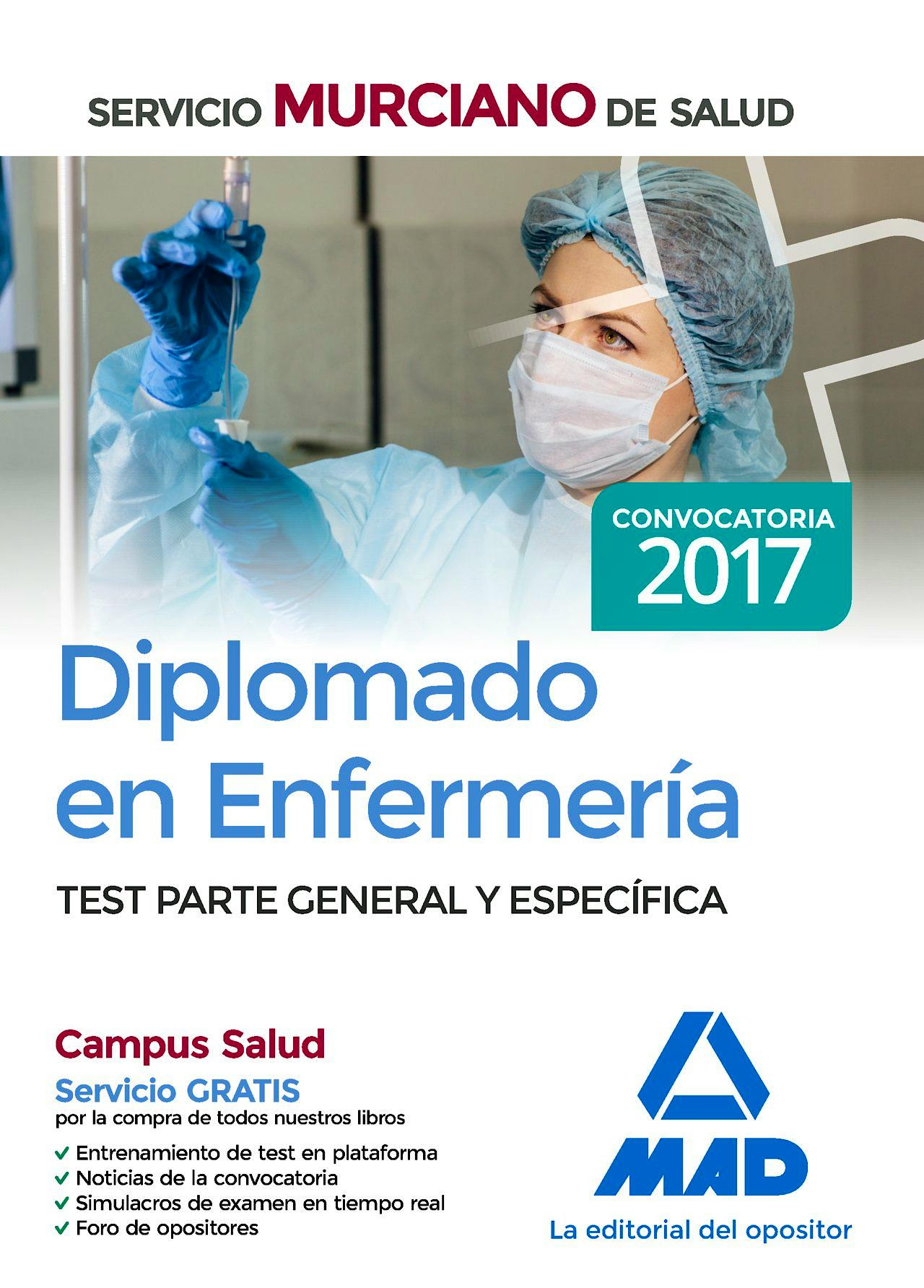Portada del libro 9788414207413 Diplomado en Enfermería del Servicio Murciano de Salud. Test Parte General y Específica