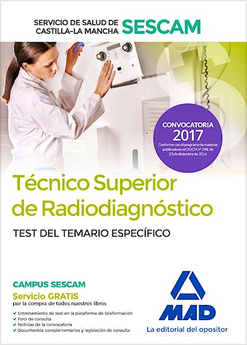 Portada del libro 9788414208267 Técnico Superior de Radiodiagnóstico Servicio de Salud de Castilla-La Mancha (SESCAM). Test del Temario Específico