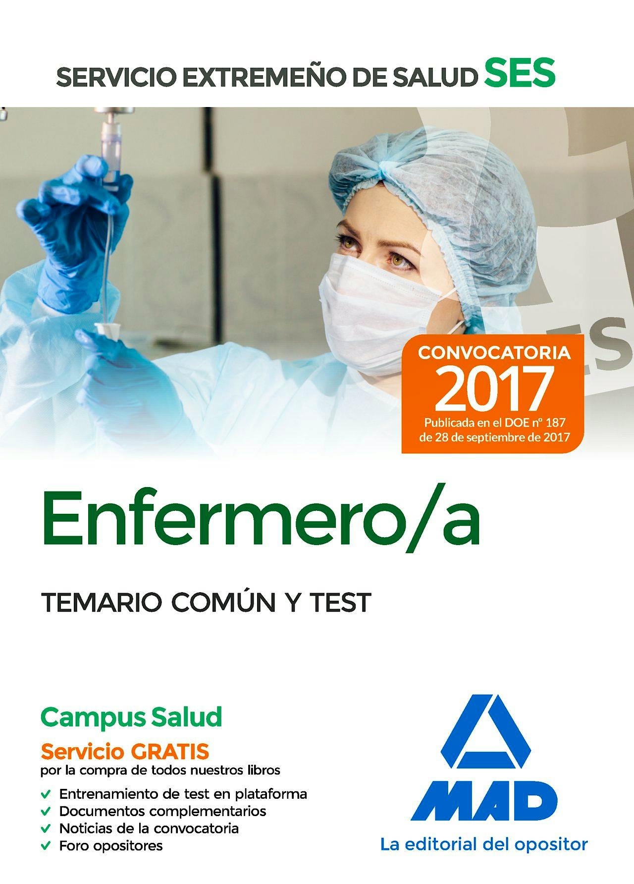 Portada del libro 9788414210826 Enfermero/a del Servicio Extremeño de Salud (SES). Temario Común y Test