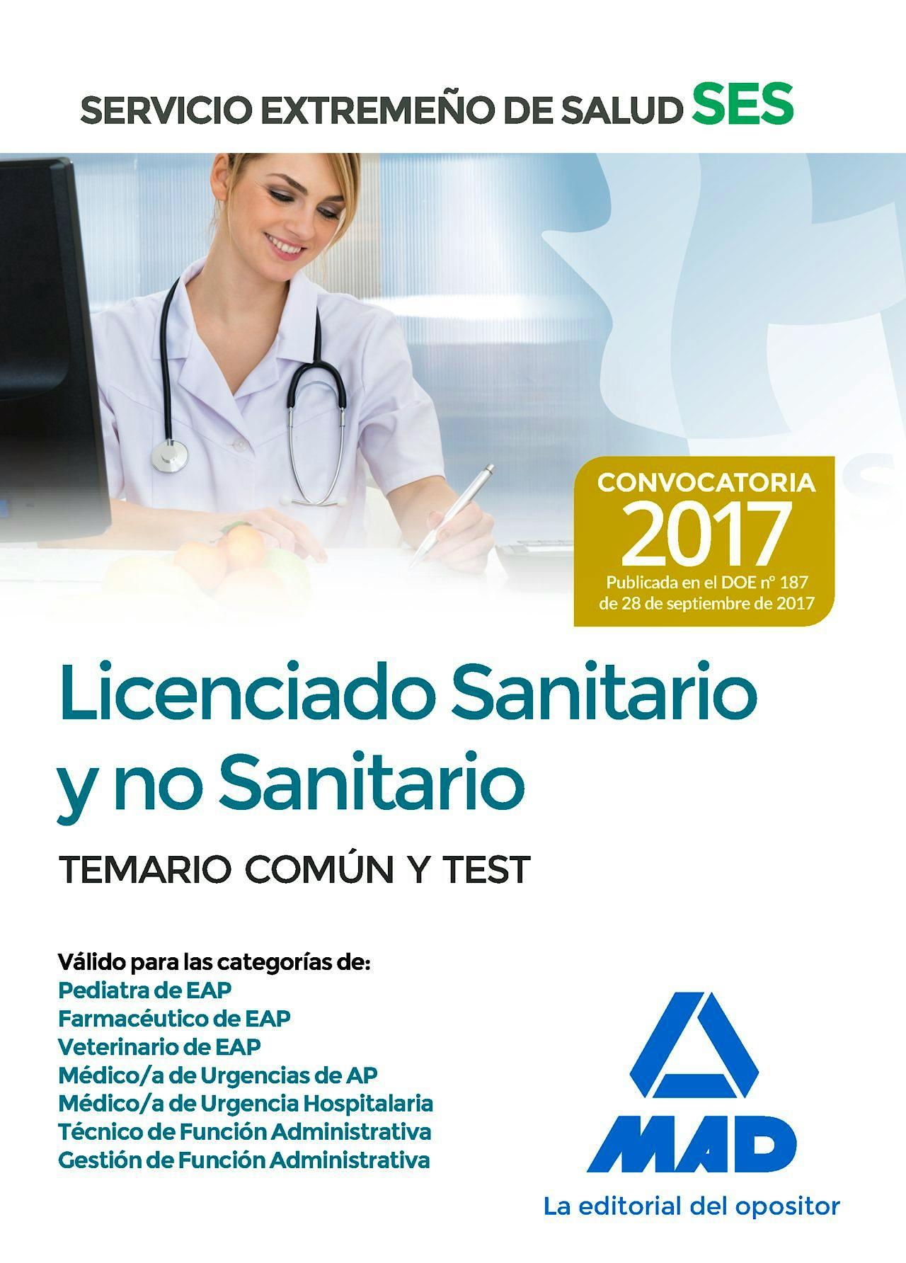 Portada del libro 9788414210871 Licenciado Sanitario y no Sanitario Servicio Extremeño de Salud (SES). Temario Común y Test