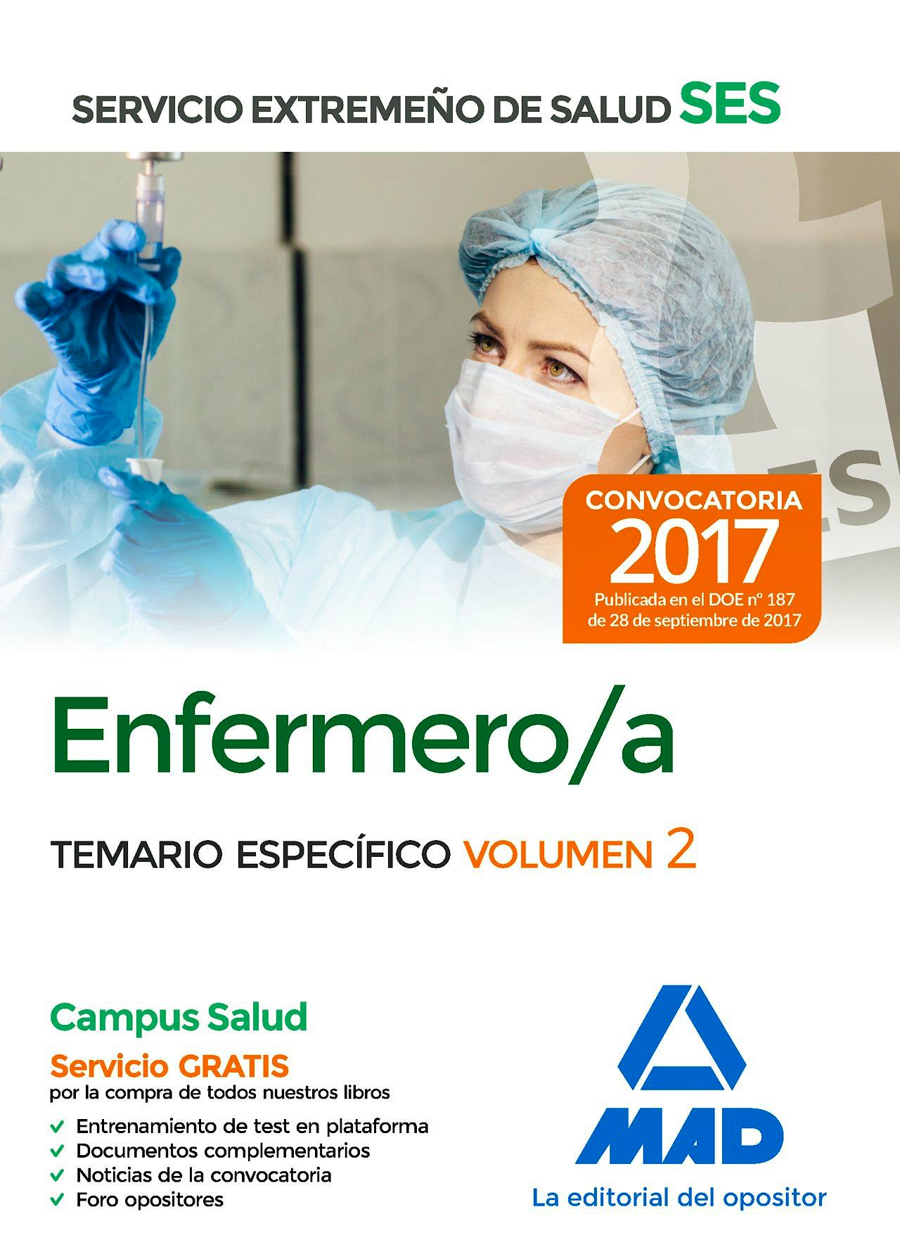 Portada del libro 9788414211014 Enfermero/a Servicio Extremeño de Salud (SES). Temario Específico, Vol. 2