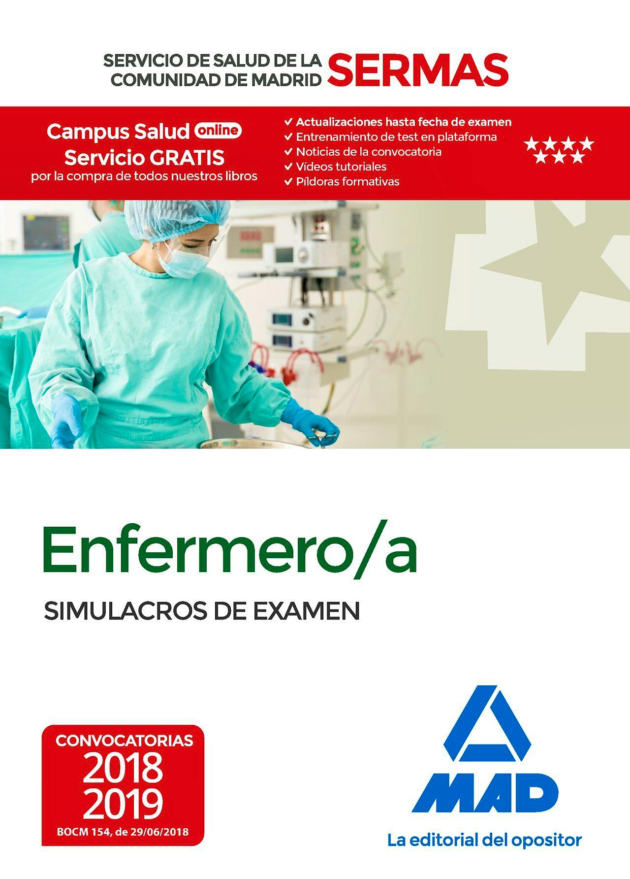 Portada del libro 9788414219270 Enfermero/a Servicio de Salud de la Comunidad de Madrid (SERMAS). Simulacros de Examen