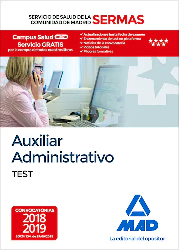 Portada del libro 9788414219300 Auxiliar Administrativo Servicio de Salud de la Comunidad de Madrid (SERMAS). Test