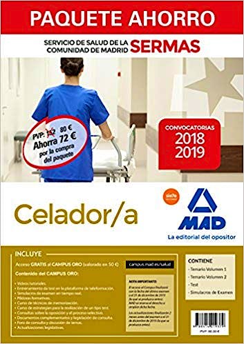 Portada del libro 9788414219379 Paquete Ahorro Celador/a Servicio de Salud de la Comunidad de Madrid (SERMAS) (Total 4 libros e Incluye Acceso a Campus Oro)