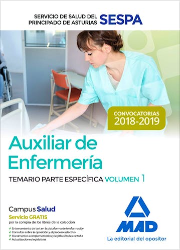 Portada del libro 9788414220368 Auxiliar de Enfermería Servicio de Salud del Principado de Asturias (SESPA). Temario Parte Específica, Vol. 1