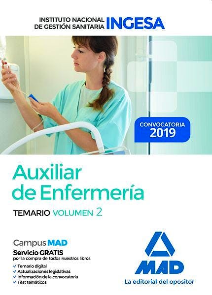 Portada del libro 9788414226124 Auxiliar de Enfermería Instituto Nacional de Gestión Sanitaria (INGESA). Temario, Vol. 2