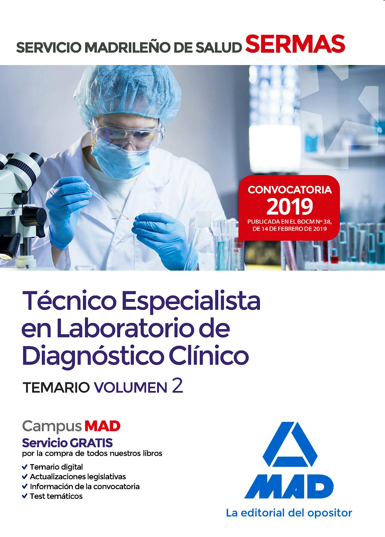 Portada del libro 9788414226186 Técnico Especialista en Laboratorio de Diagnóstico Clínico Servicio Madrileño de Salud (SERMAS). Temario, Vol. 2