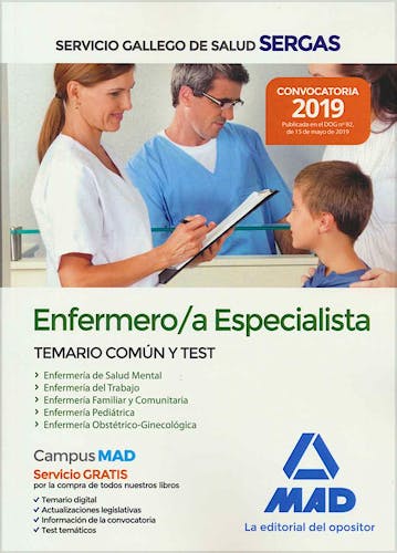 Portada del libro 9788414228333 Enfermero/a Especialista Servicio Gallego de Salud (SERGAS). Temario Común y Test