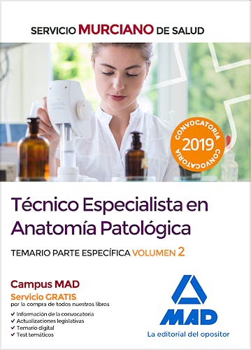Portada del libro 9788414228494 Técnico Especialista en Anatomía Patológica Servicio Murciano de Salud. Temario Parte Específica, Vol. 2