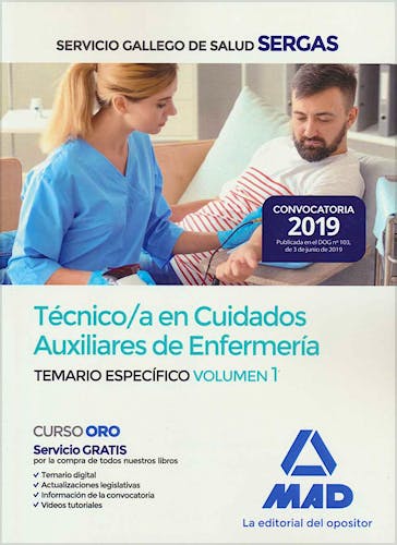 Portada del libro 9788414228722 Técnico/a en Cuidados Auxiliares de Enfermería Servicio Gallego de Salud (SERGAS). Temario Específico, Vol. 1