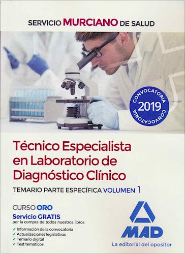 Portada del libro 9788414228869 Técnico Especialista en Laboratorio de Diagnóstico Clínico Servicio Murciano de Salud. Temario Parte Específica, Vol. 1