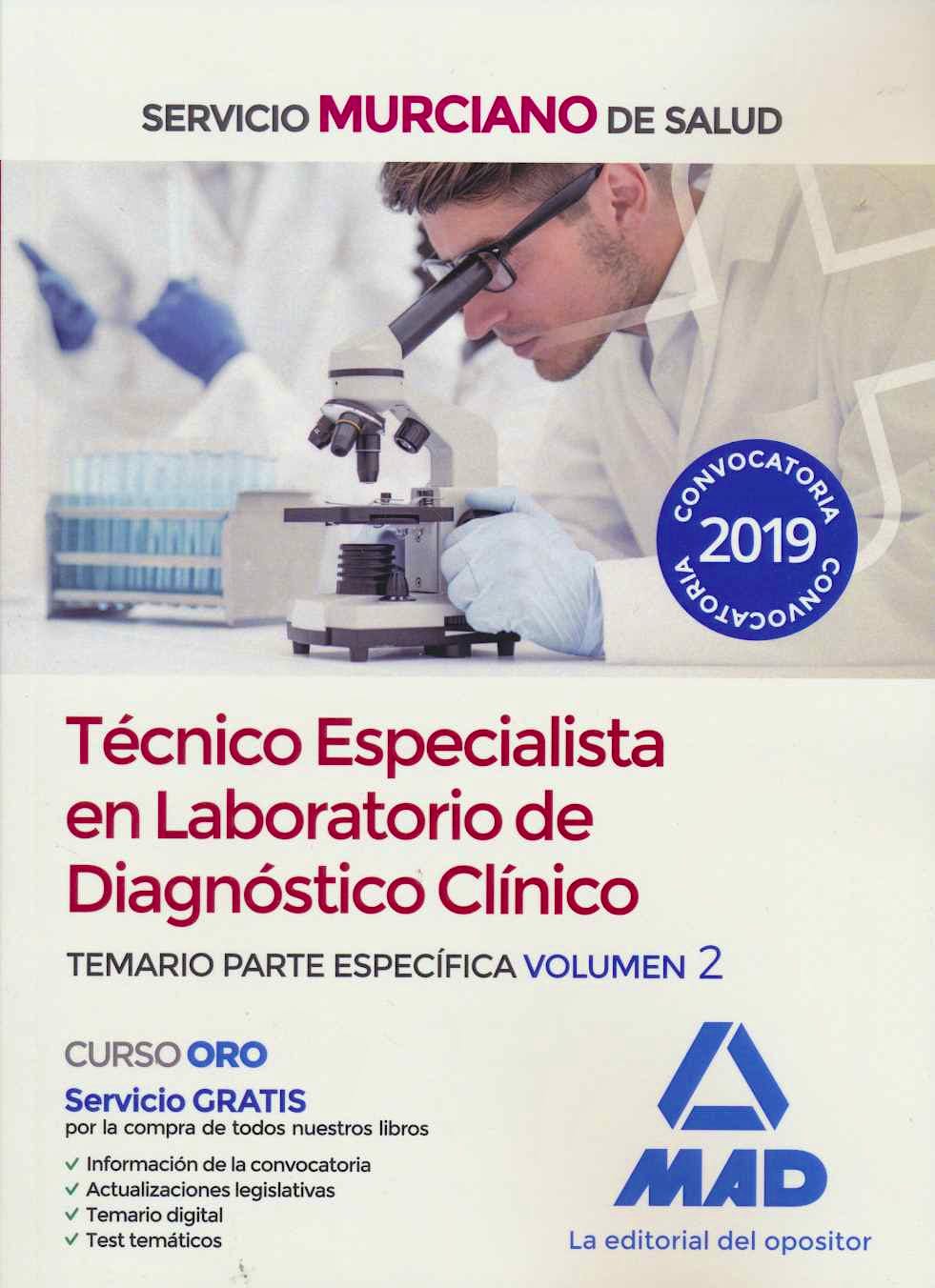 Portada del libro 9788414228876 Técnico Especialista en Laboratorio de Diagnóstico Clínico Servicio Murciano de Salud. Temario Parte Específica, Vol. 2