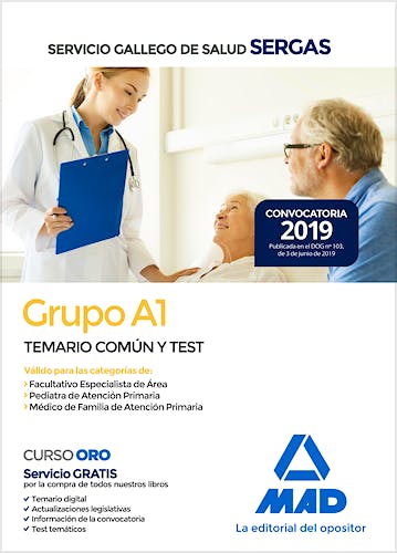 Portada del libro 9788414228975 Grupo A1 Servicio Gallego de Salud (SERGAS). Temario Común y Test