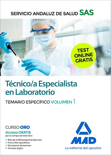 Portada del libro 9788414235027 Técnico/a Especialista en Laboratorio Servicio Andaluz de Salud (SAS). Temario Específico, Vol. 1