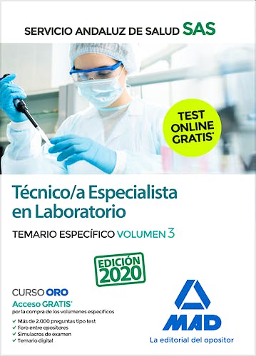 Portada del libro 9788414235959 Técnico/a Especialista en Laboratorio Servicio Andaluz de Salud (SAS). Temario Específico, Vol. 3