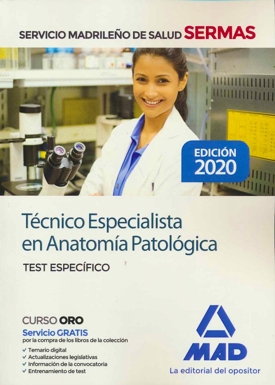 Portada del libro 9788414237250 Técnico Especialista en Anatomía Patológica Servicio Madrileño de Salud (SERMAS). Test Específico