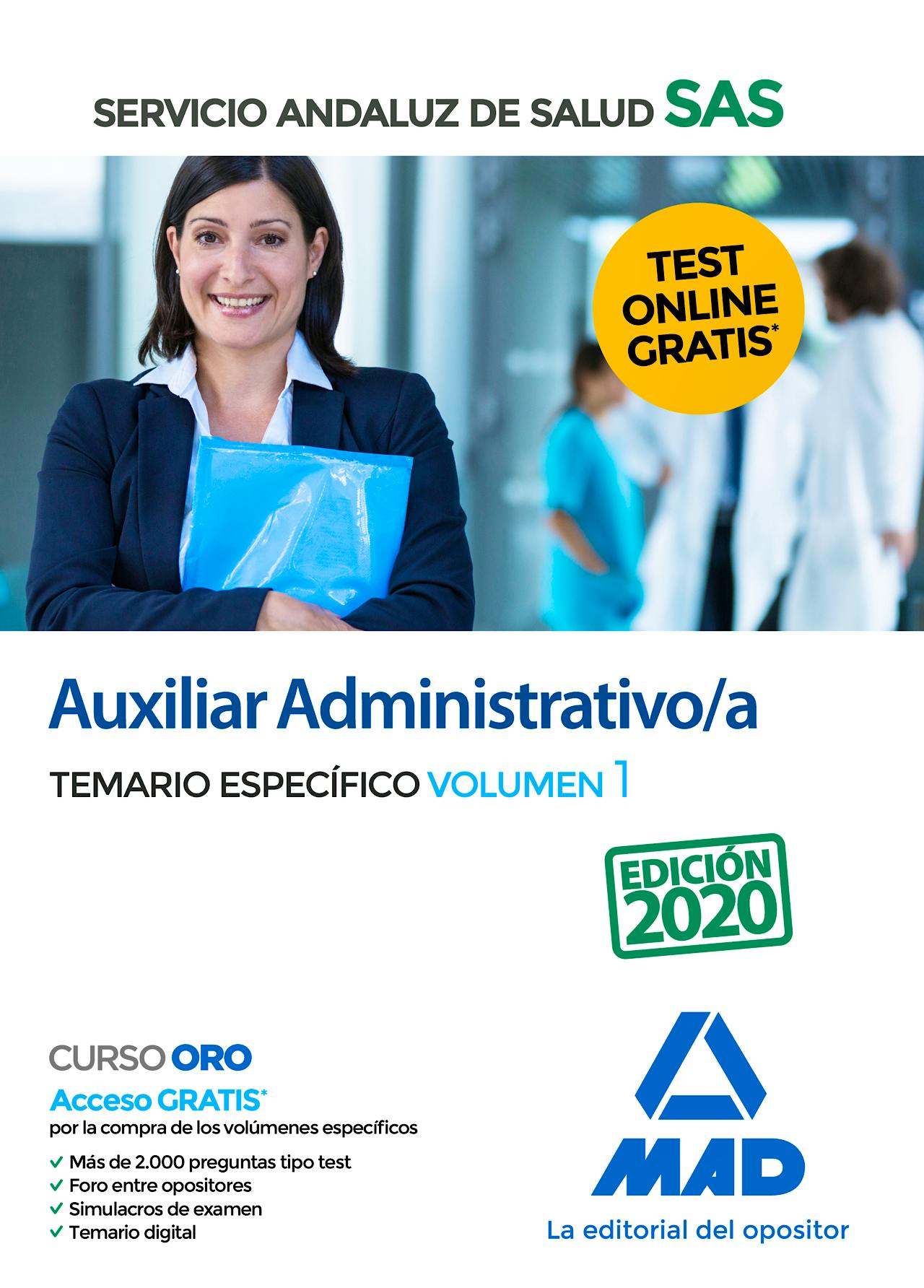 Portada del libro 9788414237748 Auxiliar Administrativo/a del Servicio Andaluz de Salud. Temario Específico, Vol. 1