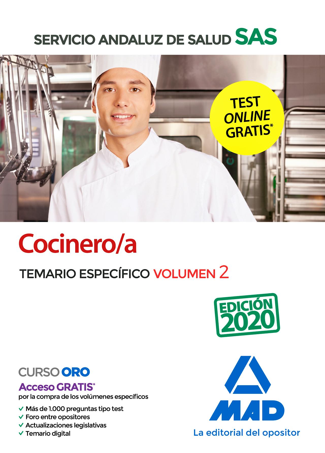 Portada del libro 9788414238271 Cocinero/a Servicio Andaluz de Salud (SAS). Temario Específico, Vol. 2