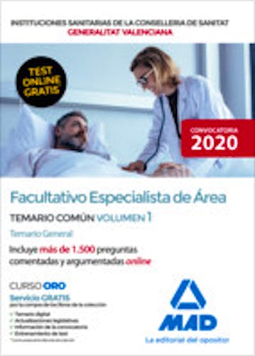 Portada del libro 9788414240861 Facultativo Especialista de Área Instituciones Sanitarias de la Conselleria de Sanitat Generalitat Valenciana. Temario Parte Común, Vol. 1