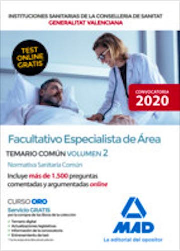 Portada del libro 9788414240984 Facultativo Especialista de Área Instituciones Sanitarias de la Conselleria de Sanitat Generalitat Valenciana. Temario Parte Común, Vol. 2
