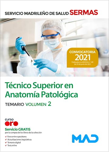 Portada del libro 9788414248751 Técnico/a Superior en Anatomía Patológica Servicio Madrileño de Salud (SERMAS). Temario, Vol. 2