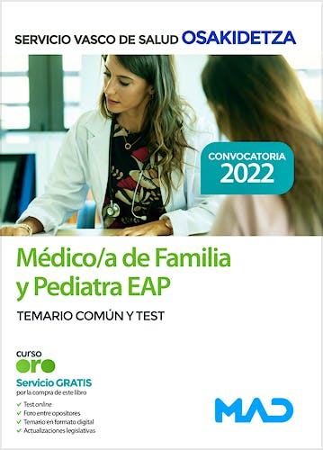 Portada del libro 9788414253168 Médico/a de Familia y Pediatra EAP. Servicio Vasco de Salud (OSAKIDETZA). Temario Común y Test