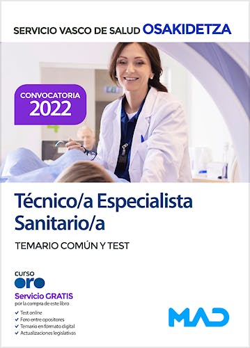 Portada del libro 9788414253175 Técnico/a Especialista Sanitario. Servicio Vasco de Salud (OSAKIDETZA). Temario Común y Test