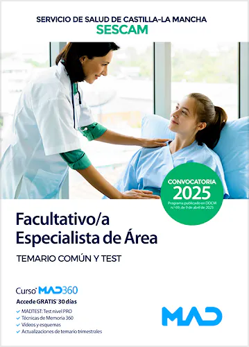 Portada del libro 9788414294918 Facultativo/a Especialista de Área Servicio de Salud de Castilla-La Mancha (SESCAM). Temario Común y Test