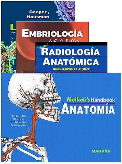 Portada del libro 9788418068133 Lote La Célula + Embriología de E.G. Poblete + Radiología Anatómica + Melloni's Handbook Anatomía (Pack Handbook Estudiantes)
