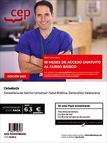 Portada del libro 9788418957529 Pack Teórico + Curso Básico. Celador/a. Conselleria de Sanitat Universal I Salut Pública. Generalitat Valenciana