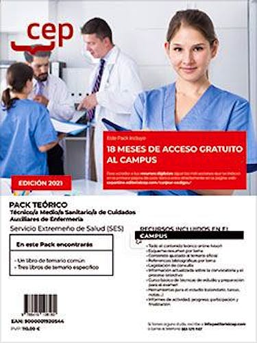 Portada del libro 9788419108180 Pack Teórico. Técnico Medio Sanitario de Cuidados Auxiliares de Enfermería. Servicio Extremeño de Salud (SES)