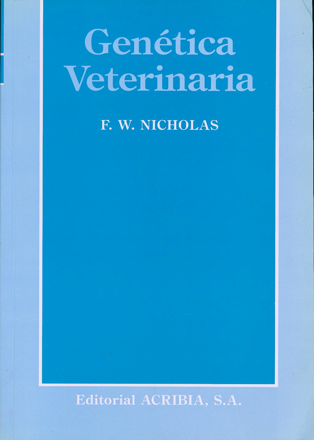 Portada del libro 9788420006840 Genetica Veterinaria