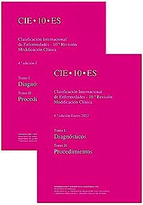 Portada del libro 9788434027800 CIE-10 ES Clasificación Internacional de Enfermedades. 10ª Revisión. Modificación Clínica. 2 Tomos. T-1. Diagnósticos T-2 Procedimientos