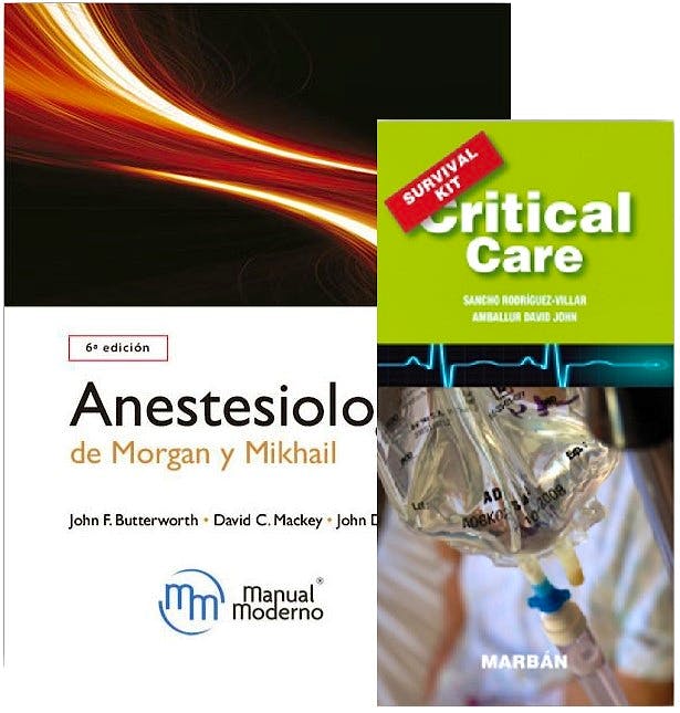 Portada del libro 9788437620329 Anestesiología de Morgan y Mikhail + Critical Care Survival Kit