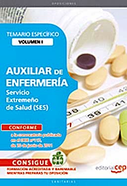 Portada del libro 9788468123158 Auxiliar de Enfermeria Servicio Extremeño de Salud (Ses). Temario Especifico, Vol. I