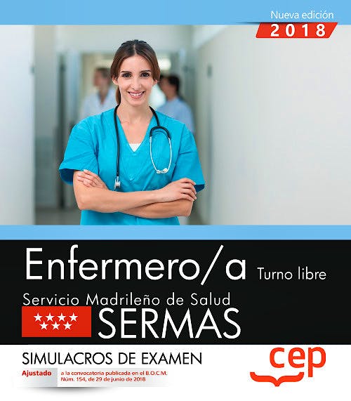 Portada del libro 9788468172446 Enfermero/a Turno Libre Servicio Madrileño de Salud (SERMAS). Simulacros de Examen