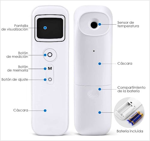 Termómetro Digital BIOLAND con Sensor Infrarrojo y Alarma de Fiebre con 32 Memorias