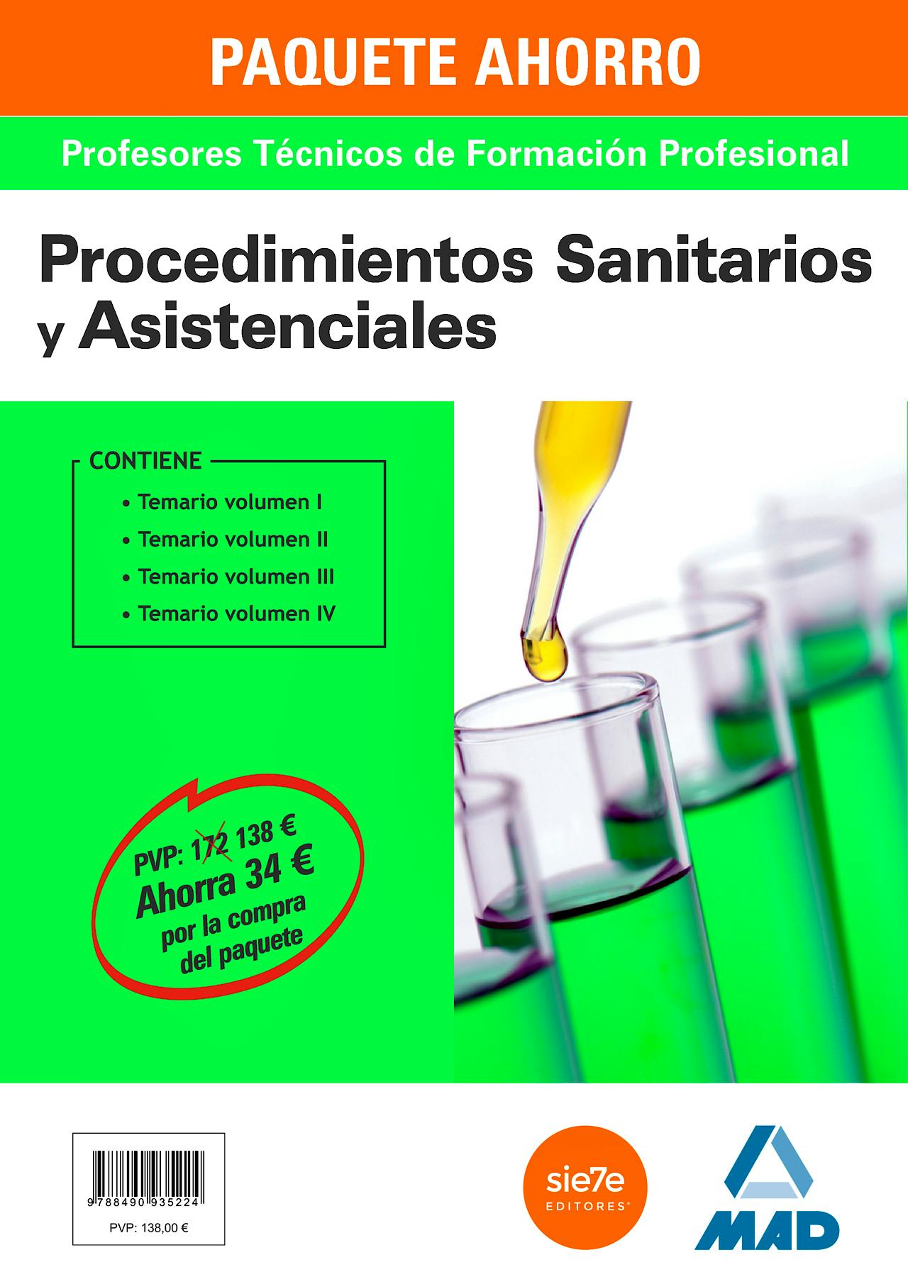 Portada del libro 9788490935224 Paquete Ahorro Cuerpo de Profesores Técnicos de Formación Profesional. Procedimientos Sanitarios y Asistenciales (Incluye Temarios I, II, III y IV)