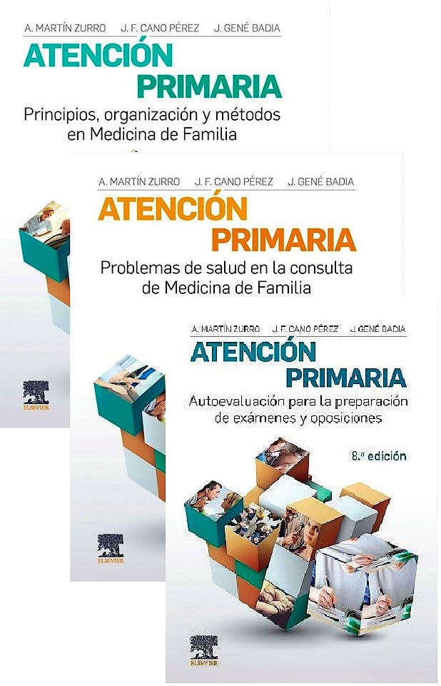 Portada del libro 9788491136903 Lote MARTÍN-ZURRO Atención Primaria: Problemas de Salud… + Principios, Organización y Métodos… + Autoevaluación para la preparación… (3 Vols.)