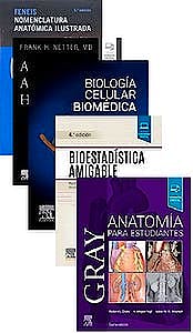 Portada del libro 9788491138785 Lote Gray Anatomía para Estudiantes + Feneis Nomenclatura Anatómica + Netter Atlas Anatomía + Biología Celular Biomédica + Bioestadística Amigable